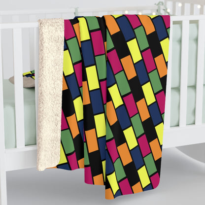 Colorful Bricks Sherpa Fleece Blanket