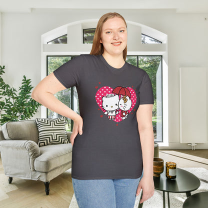 Valentines Hello Kitty Couple Adult Unisex Tshirt