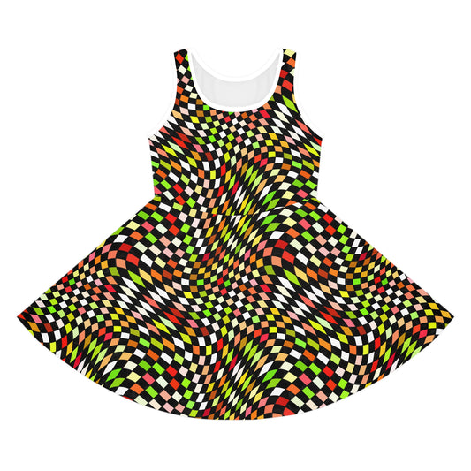 Warped Yellow/Green Checkered Girls Sundress