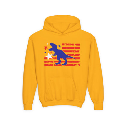 Distressed Patriotic T-Rex Youth Hoodie