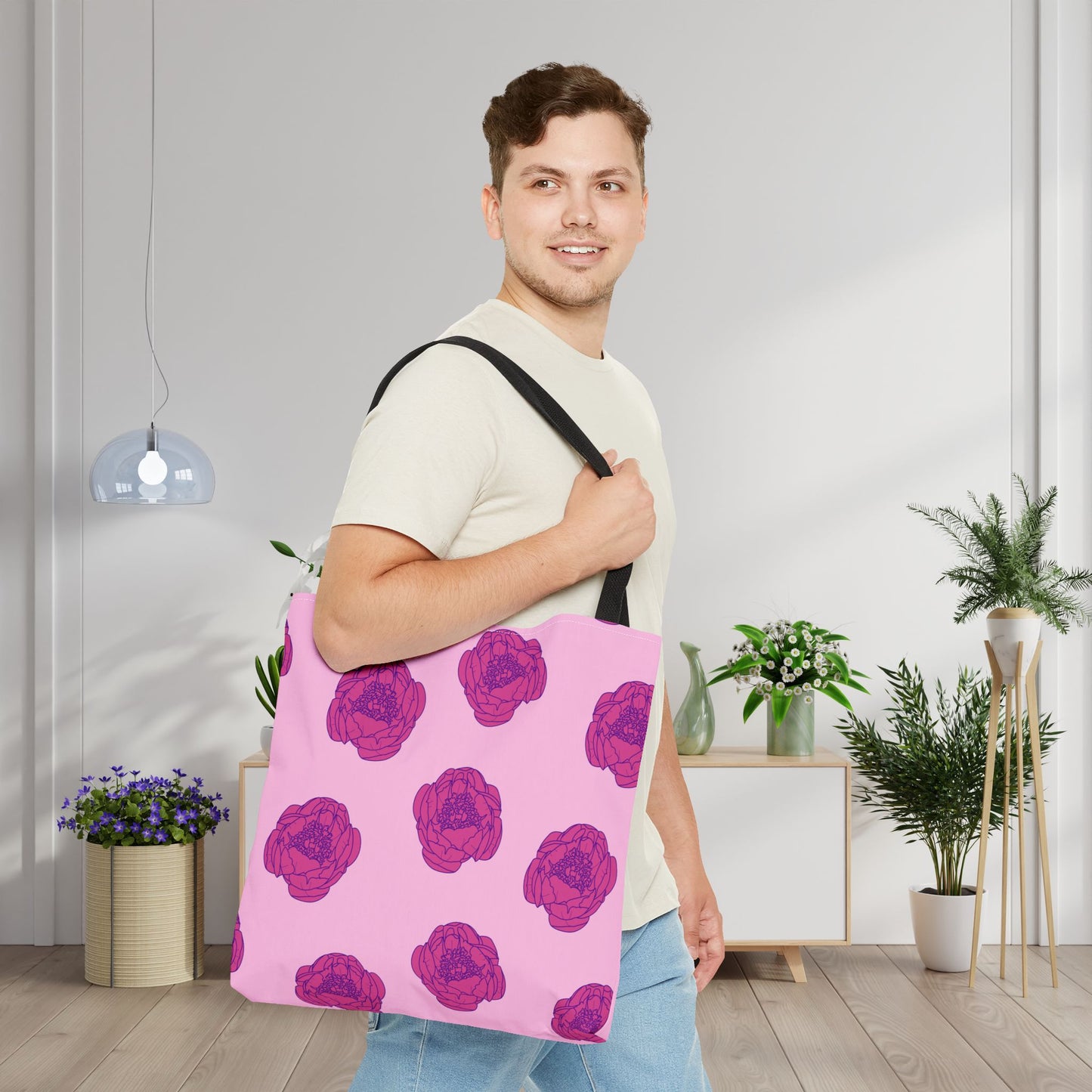 Rosy Dream Peonies Canvas Tote Bag