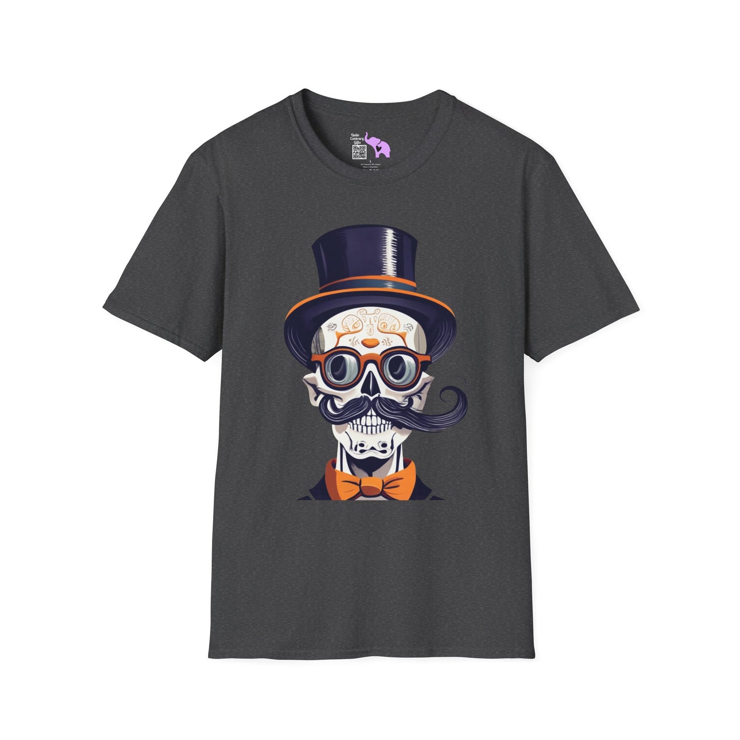 Top Hat & Mustache Skull Adult T-shirt