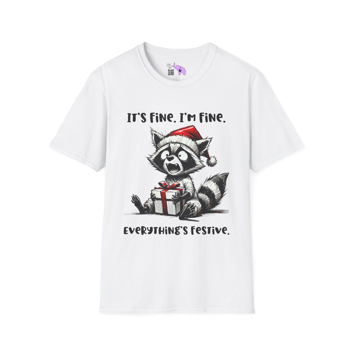 It's Fine I'm Fine Everything's Festive (Racoon) Adult T-shirt