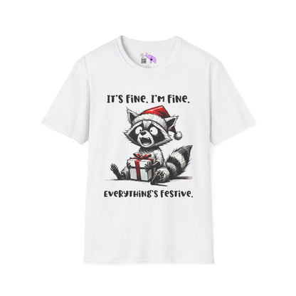 It's Fine I'm Fine Everything's Festive (Racoon) Adult T-shirt