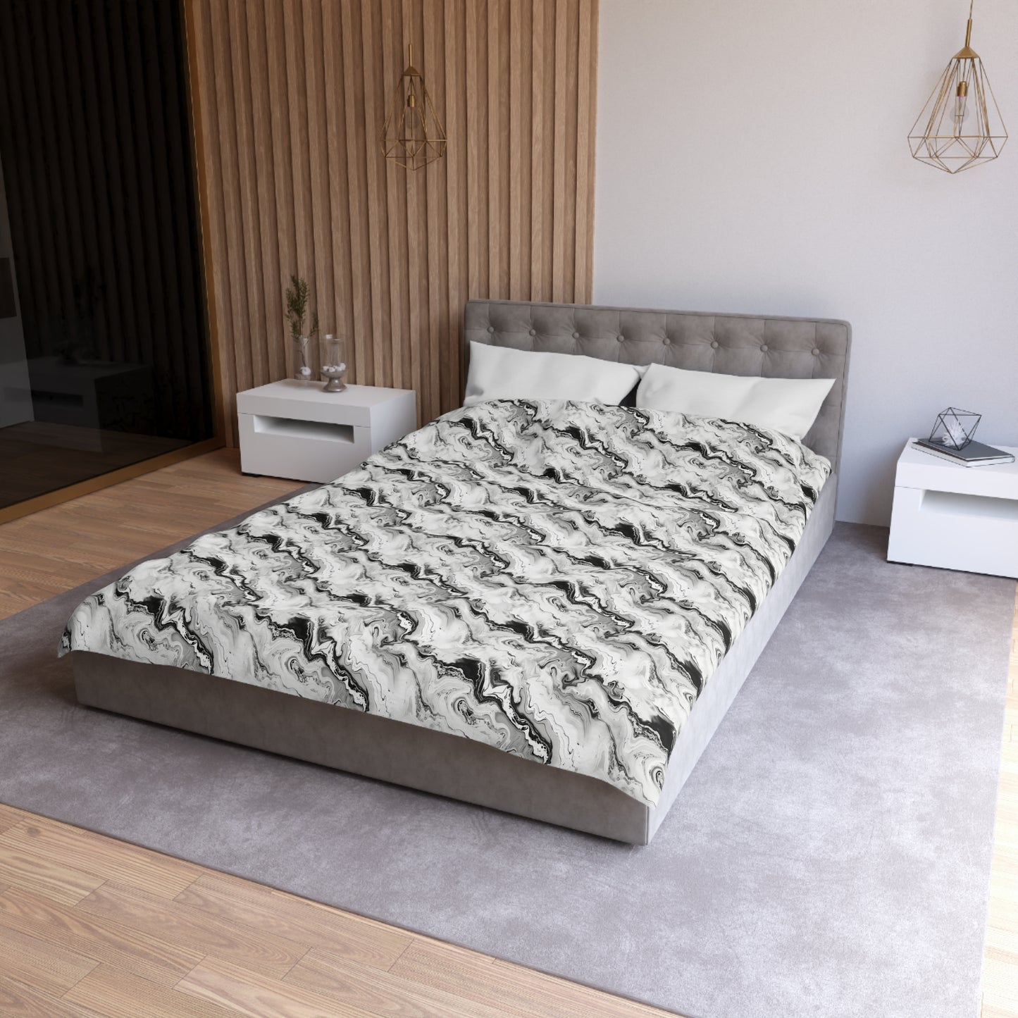 Frost Veil Marble Microfiber Duvet Cover