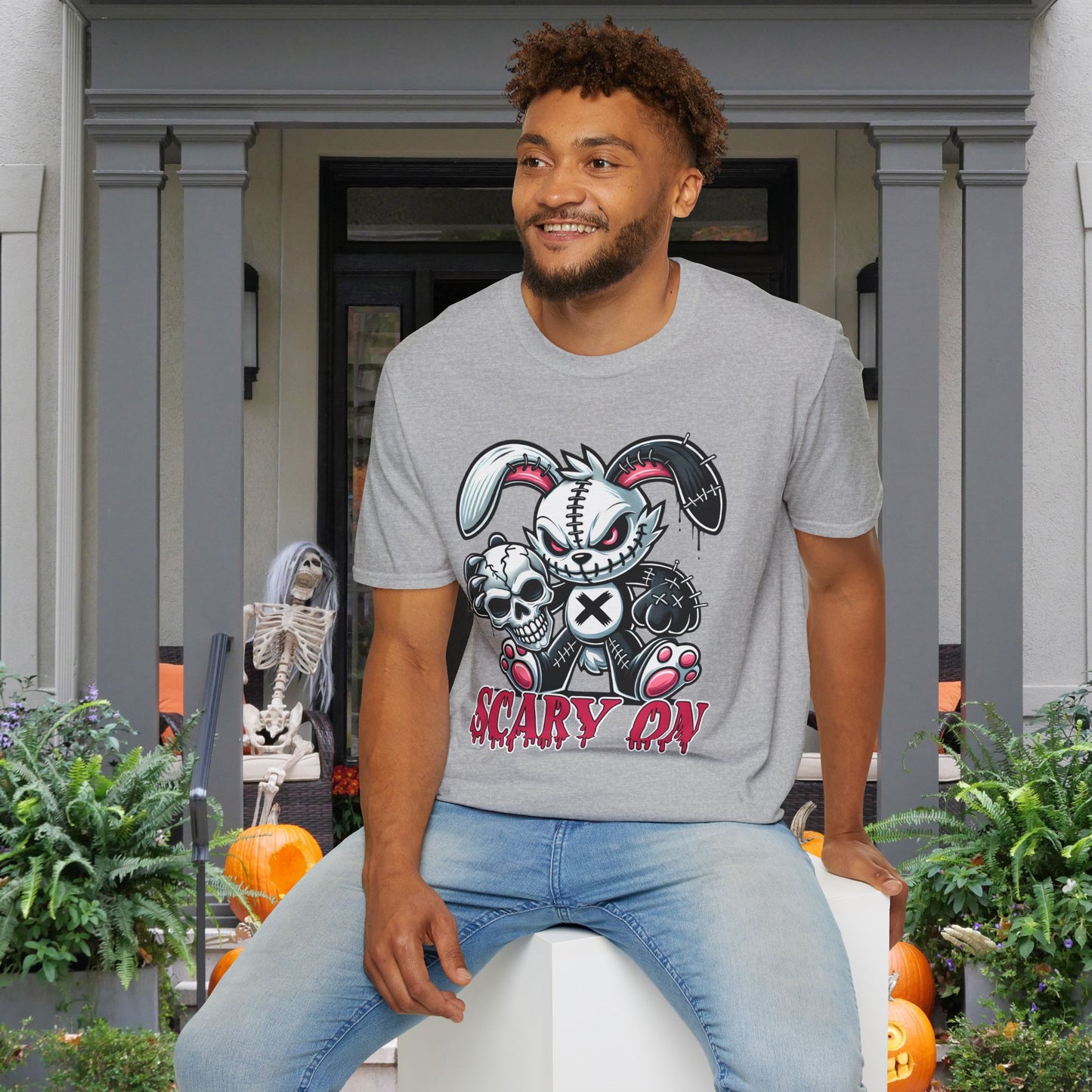 Scary On Voodoo Bunny Adult T-shirt