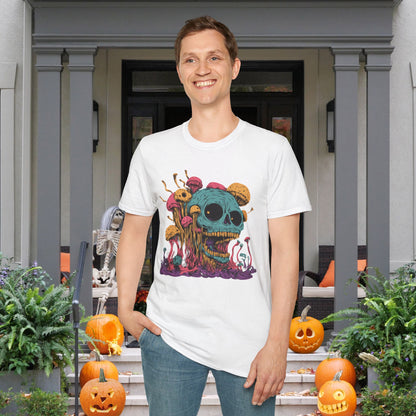 Creepy Mushroom Skull Adult T-shirt