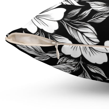 Monochrome Paradise Bloom Throw Pillow