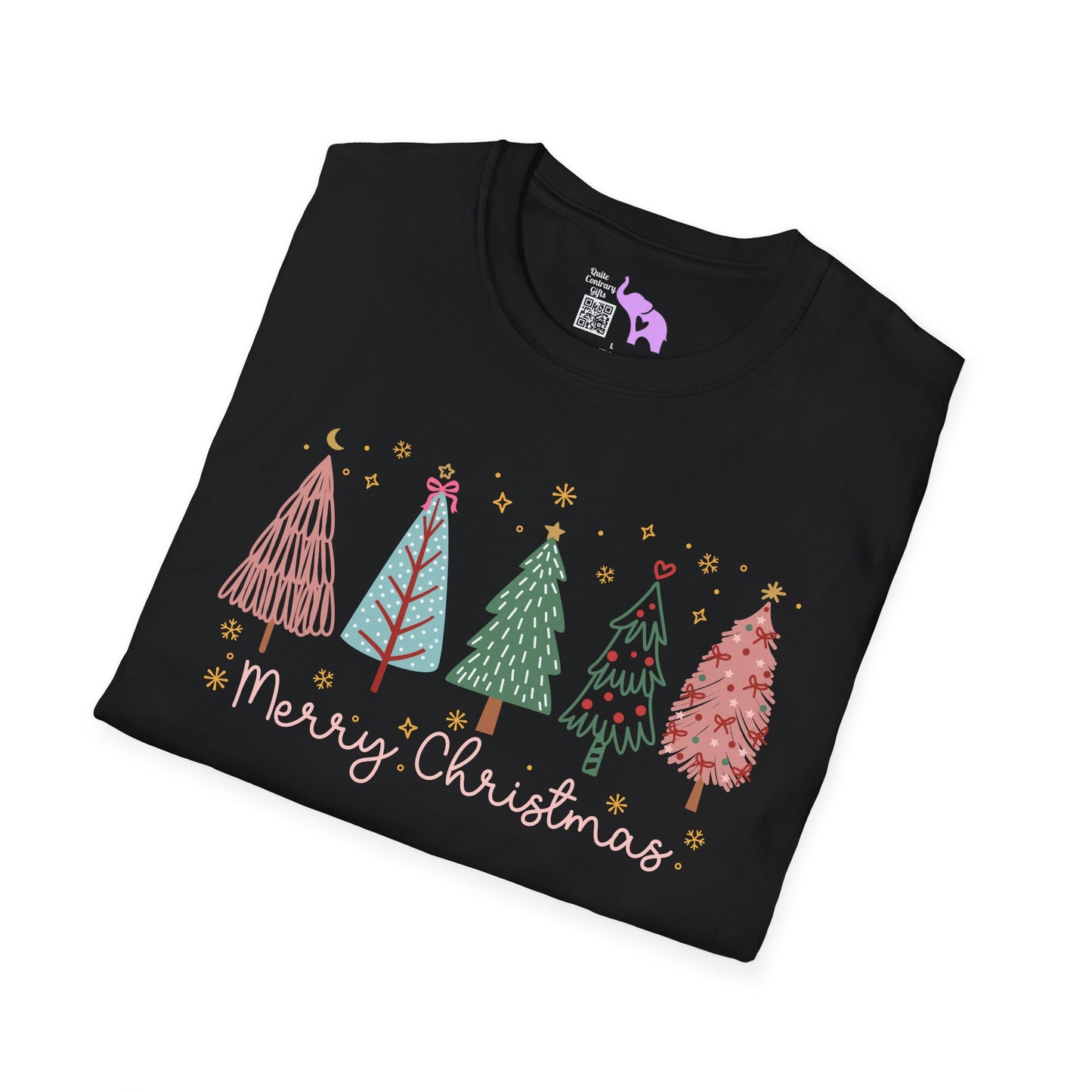 Merry Christmas Trees & Stars Adult T-shirt