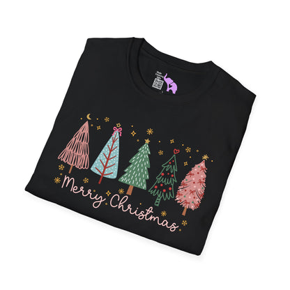Merry Christmas Trees & Stars Adult T-shirt
