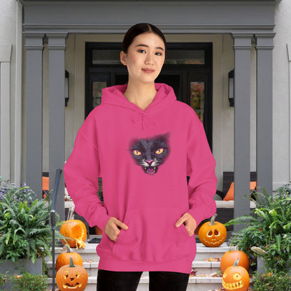 Black Cat Face Heavy Blend™ Hooded Sweatshirt