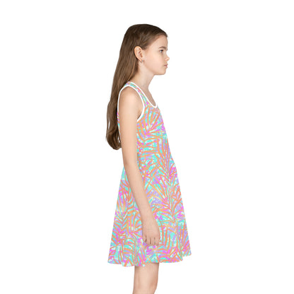 Tropical Sunset Palms Girls' Sleeveless Sundress