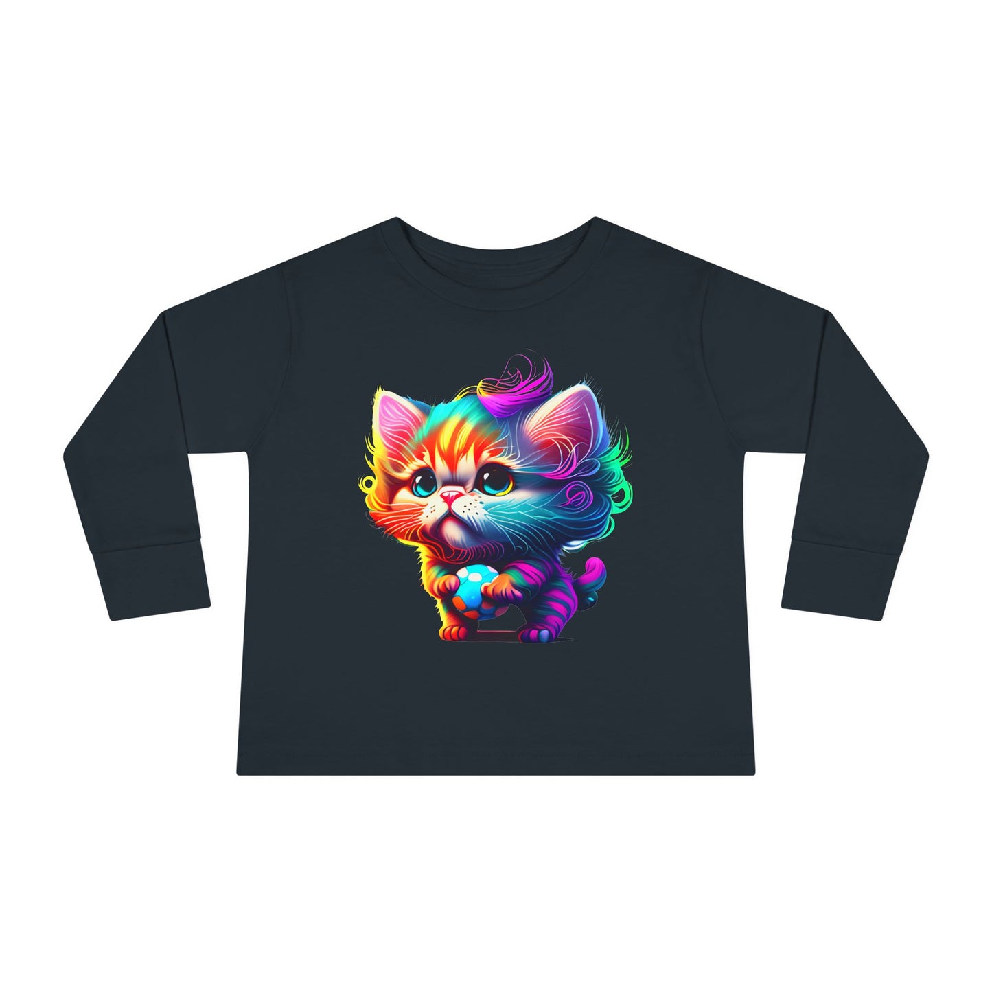 Cute Colorful Kitten Toddler Long Sleeve Tee