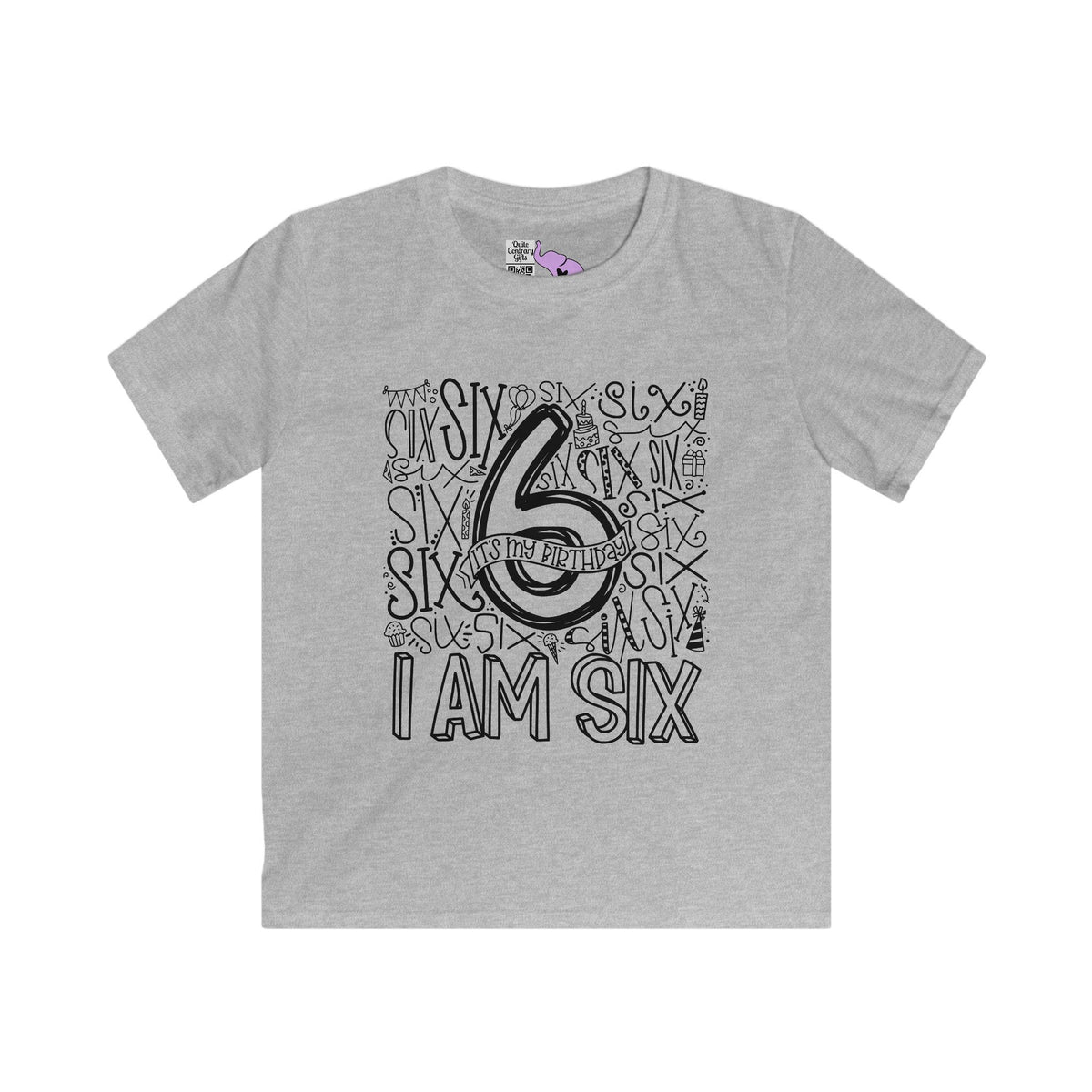 I Am Six Typography Youth Softstyle Tee
