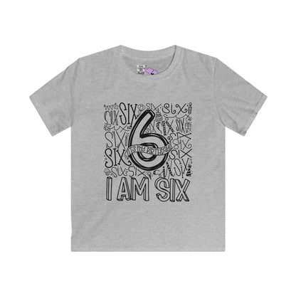 I Am Six Typography Youth Softstyle Tee