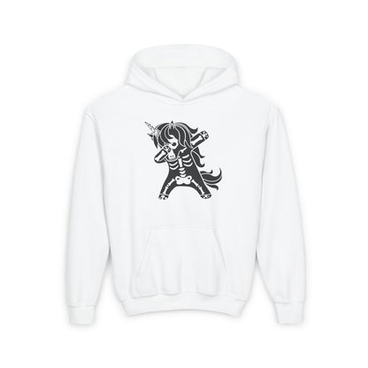 Dabbing Unicorn Skeleton Youth Heavy Blend Hoodie