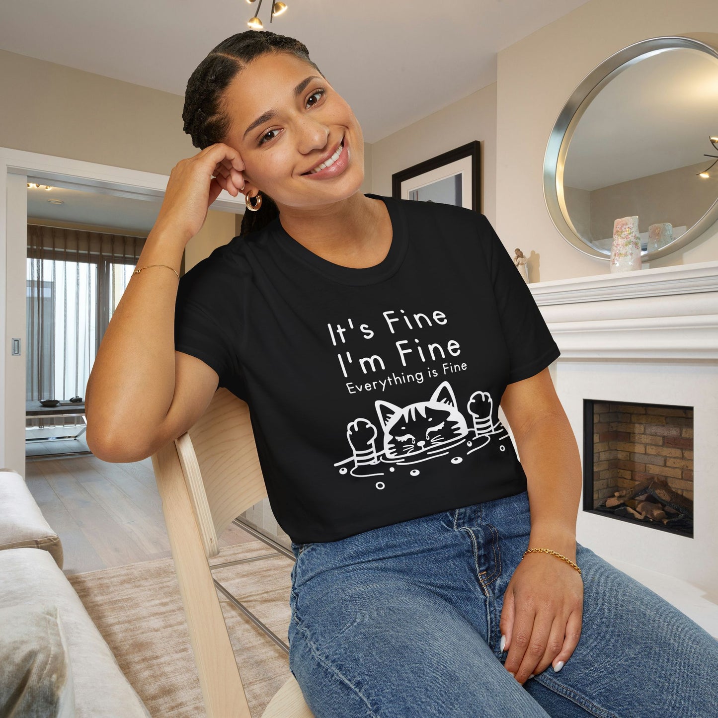 It's Fine I'm Fine Everything's Fine (Cat) Adult T-shirt
