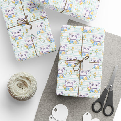 Pandas in Bloom Wrapping Paper