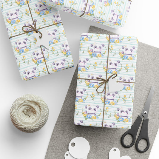 Pandas in Bloom Wrapping Paper
