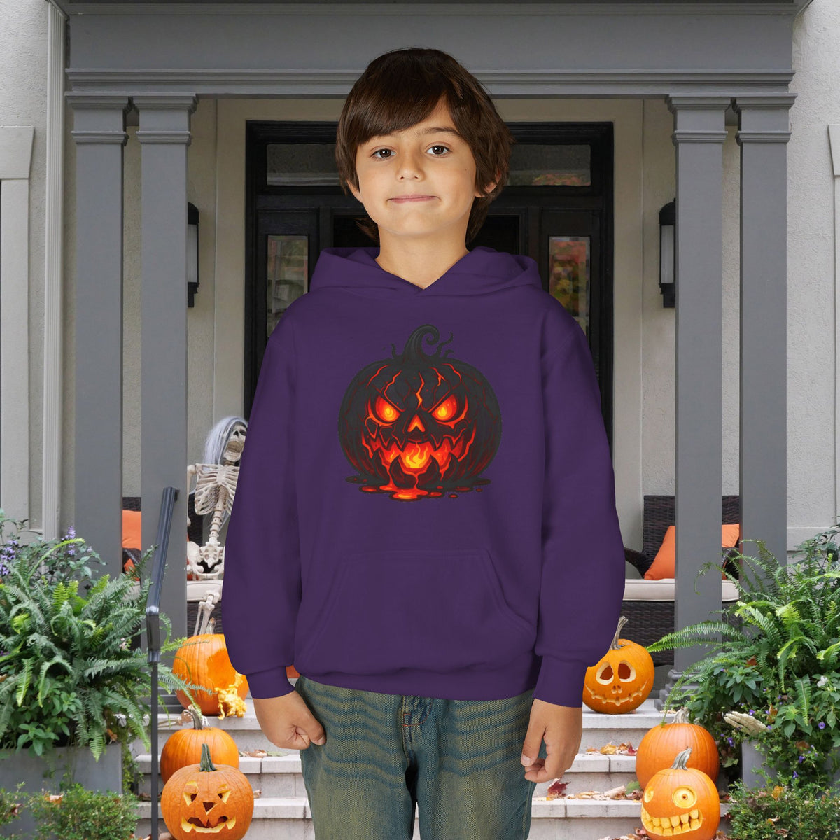 ""Inferno Jack-O’-Lantern Youth Heavy Blend Hoodie