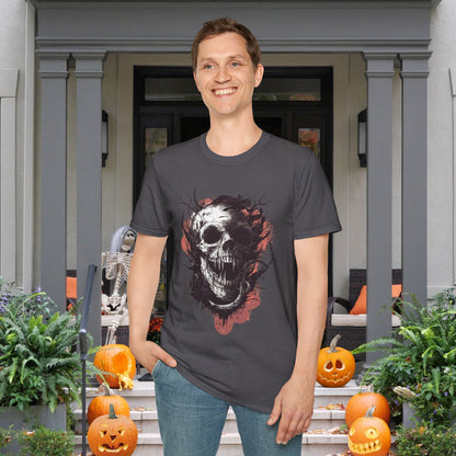 Creepy Skull in Tree Adult T-shirt
