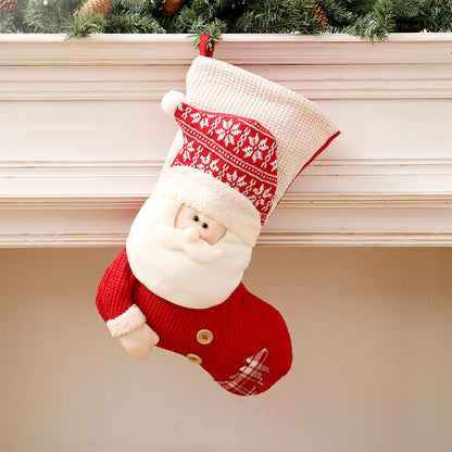 Knitted 3D Santa or Snowman Christmas Stockings