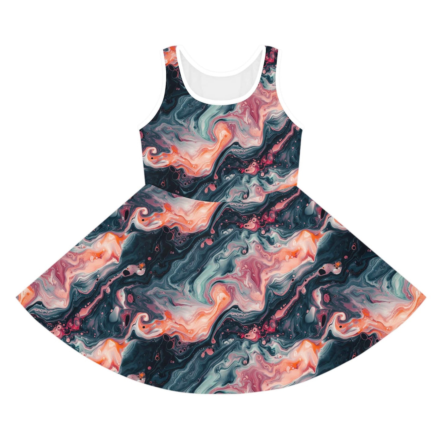 Pink Venom Marble Girls' Sleeveless Sundress