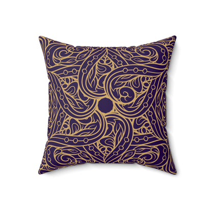 Oriental Purple/Gold Floral Throw Pillow
