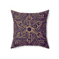 Oriental Purple/Gold Floral Throw Pillow