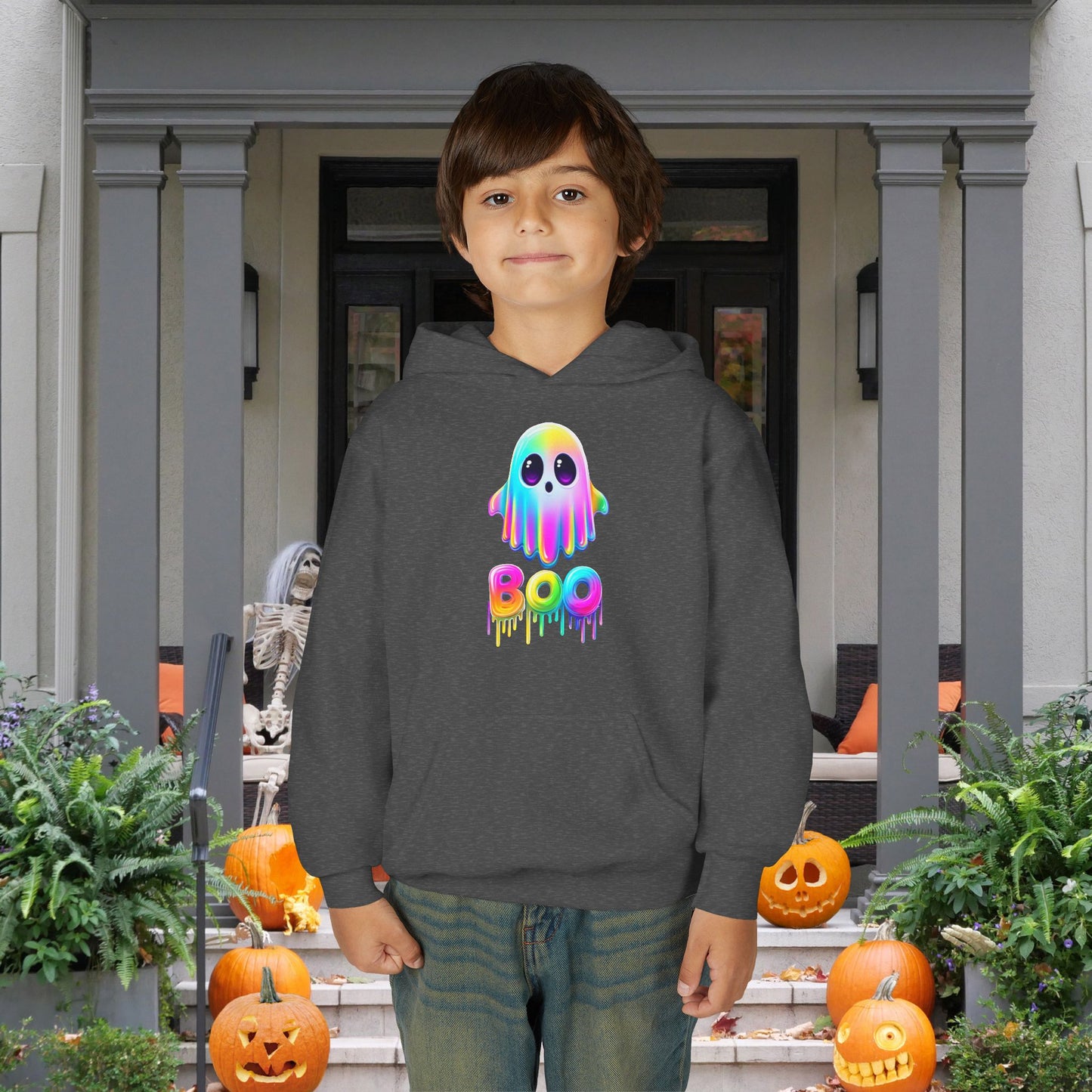 Neon Ghostly Boo Youth Heavy Blend Hoodie