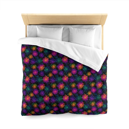 Neon Lotus Blooms Microfiber Duvet Cover