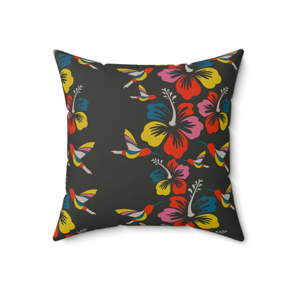 Hummingbirds & Hibiscus Flowers Throw Pillow