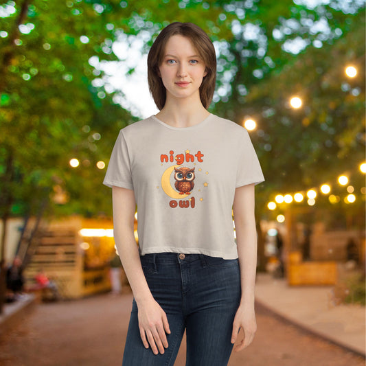 NIght Owl Women's Flowy Cropped Tee