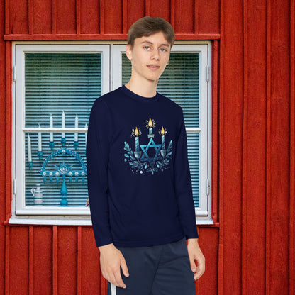 Star & Flame Hanukkah Youth Long Sleeve Tee