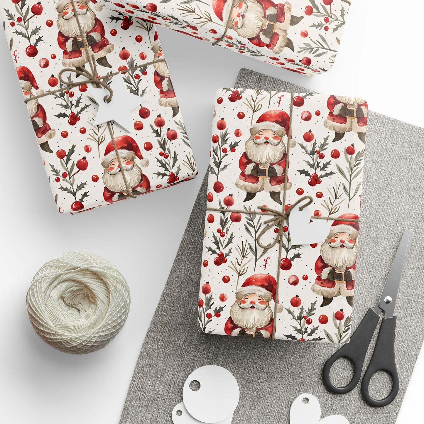 Jingle & Holly Santa Wrapping Paper