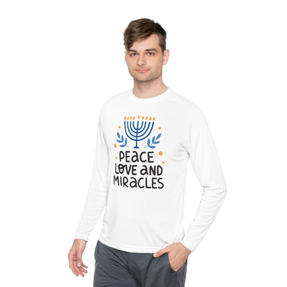 Hanukkah Peace Love & Miracles 1 Adult Long Sleeve Tee