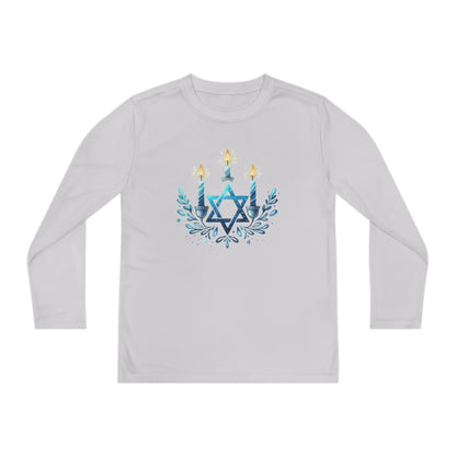 Star & Flame Hanukkah Youth Long Sleeve Tee