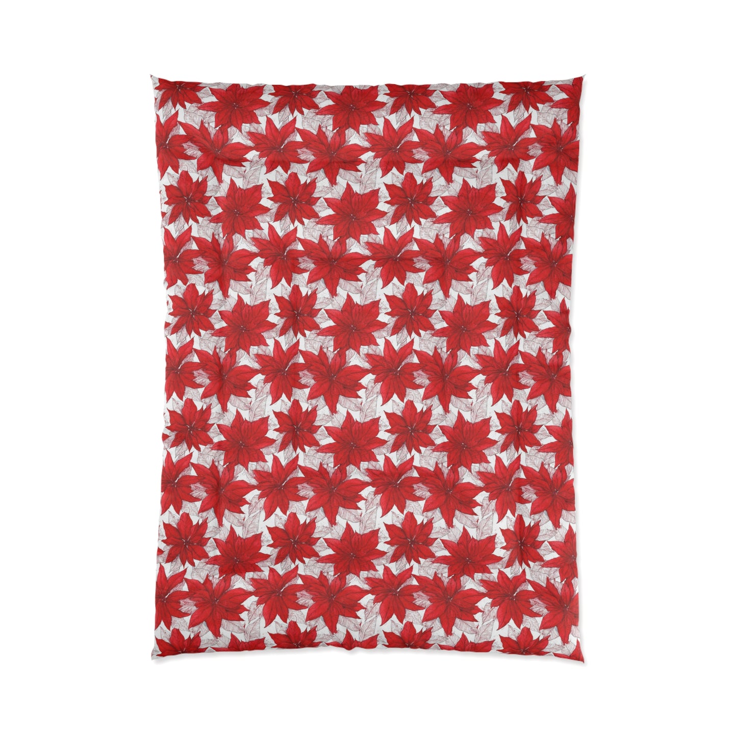 Crimson Poinsettia Sketch Basic Bedding Set