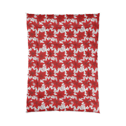 Crimson Poinsettia Sketch Basic Bedding Set