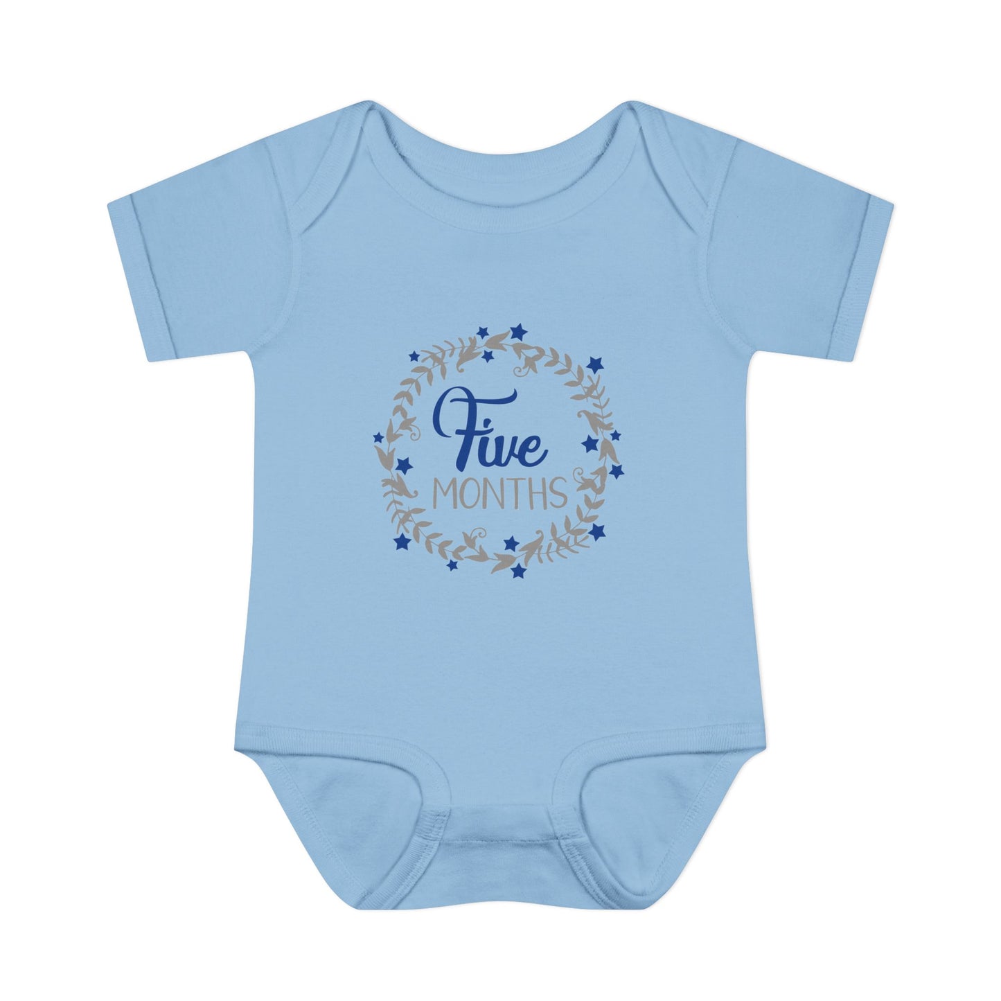 Blue Milestone Wreath Onesie-Five Months