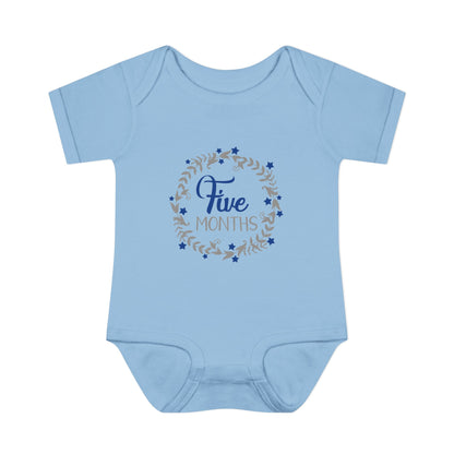 Blue Milestone Wreath Onesie-Five Months