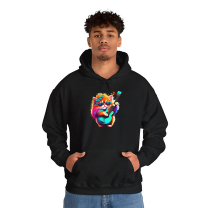 Colorful Guitar Kitten Heavy Blend™ Hooded Sweatshirt