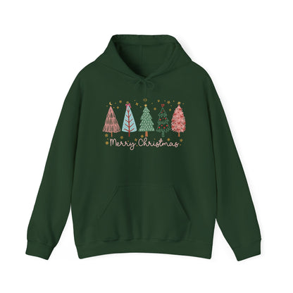 Merry Christmas Trees & Stars Adult Heavy Blend™ Hoodie