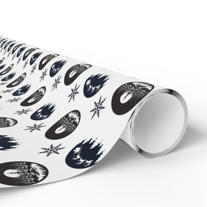 Round Christmas Nights Silhouette Wrapping Paper