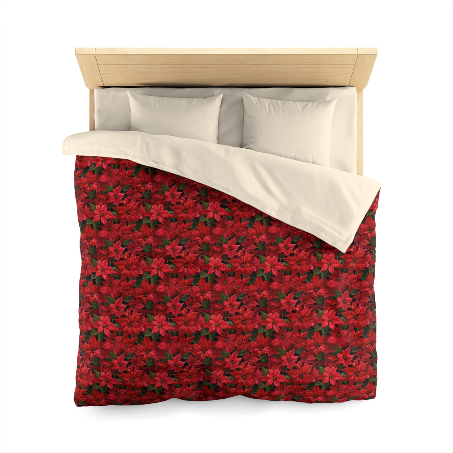 Copy of Winter Poinsettia Garden Microfiber Duvet Cover