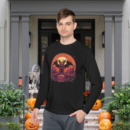 Creepy Bats Over Moon 9 Adult Long Sleeve Tee