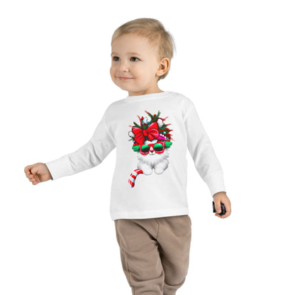 White Candy Cane Kitten Toddler Long Sleeve Tee