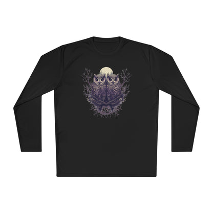 Owls with Full Moon Adult Long Sleeve Tee
