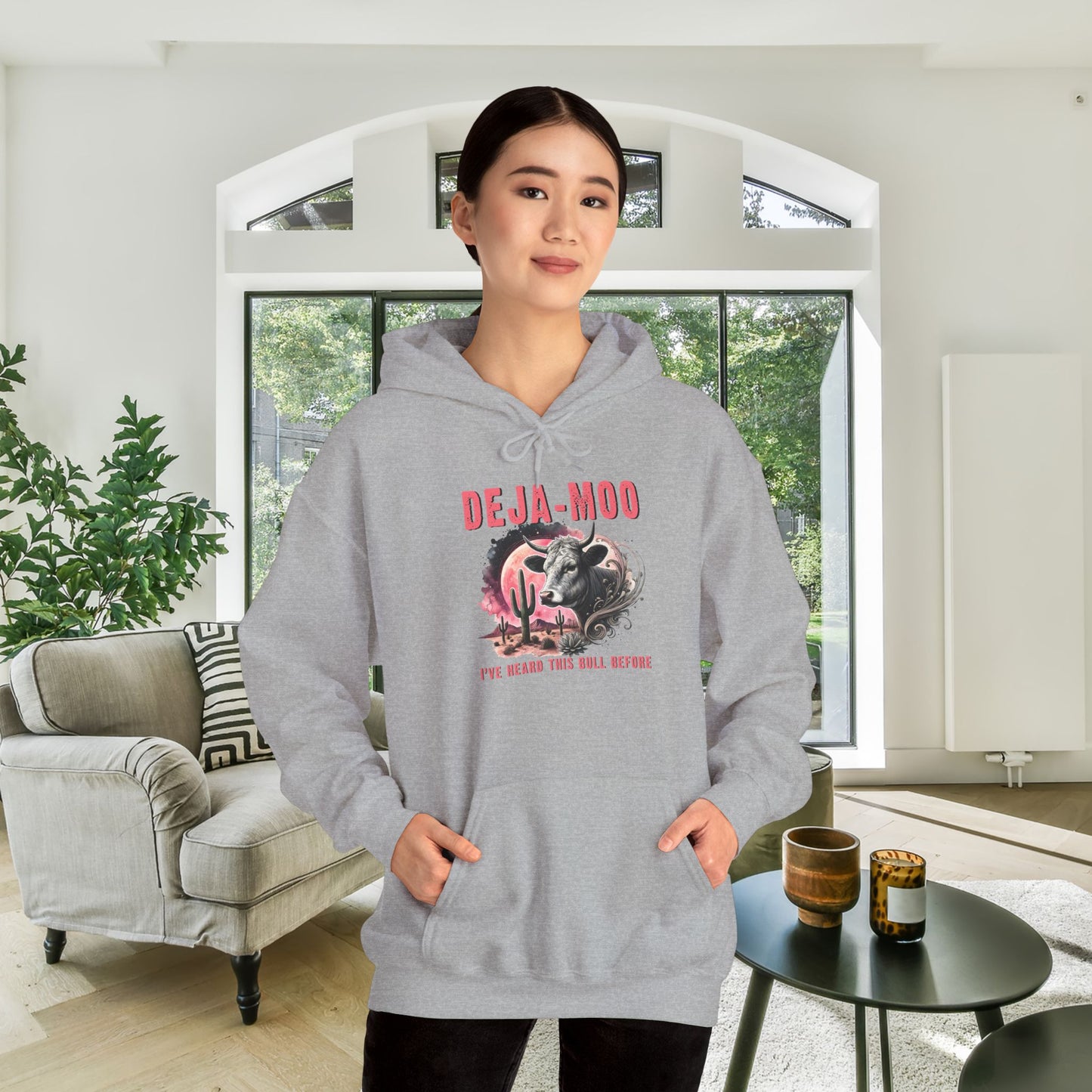 Deja Moo I've Heard This Bull Before Heavy Blend™ Hooded Sweatshirt