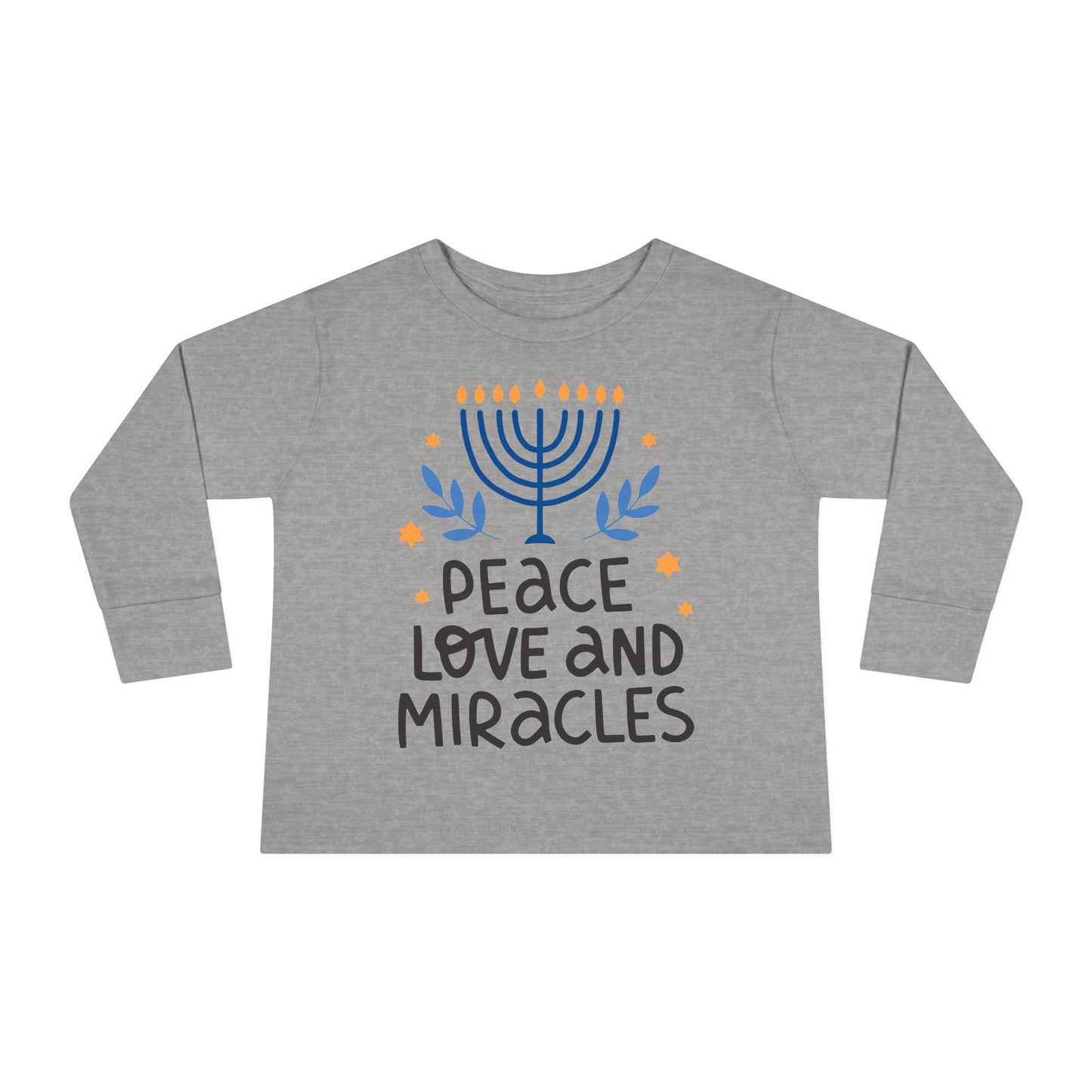 Hanukkah Peace Love & Miracles 1 Toddler Long Sleeve Tee